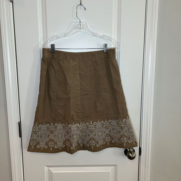 Ann Taylor Corduroy Skirt Sz 10 Embroidered Hem - Picture 1 of 4